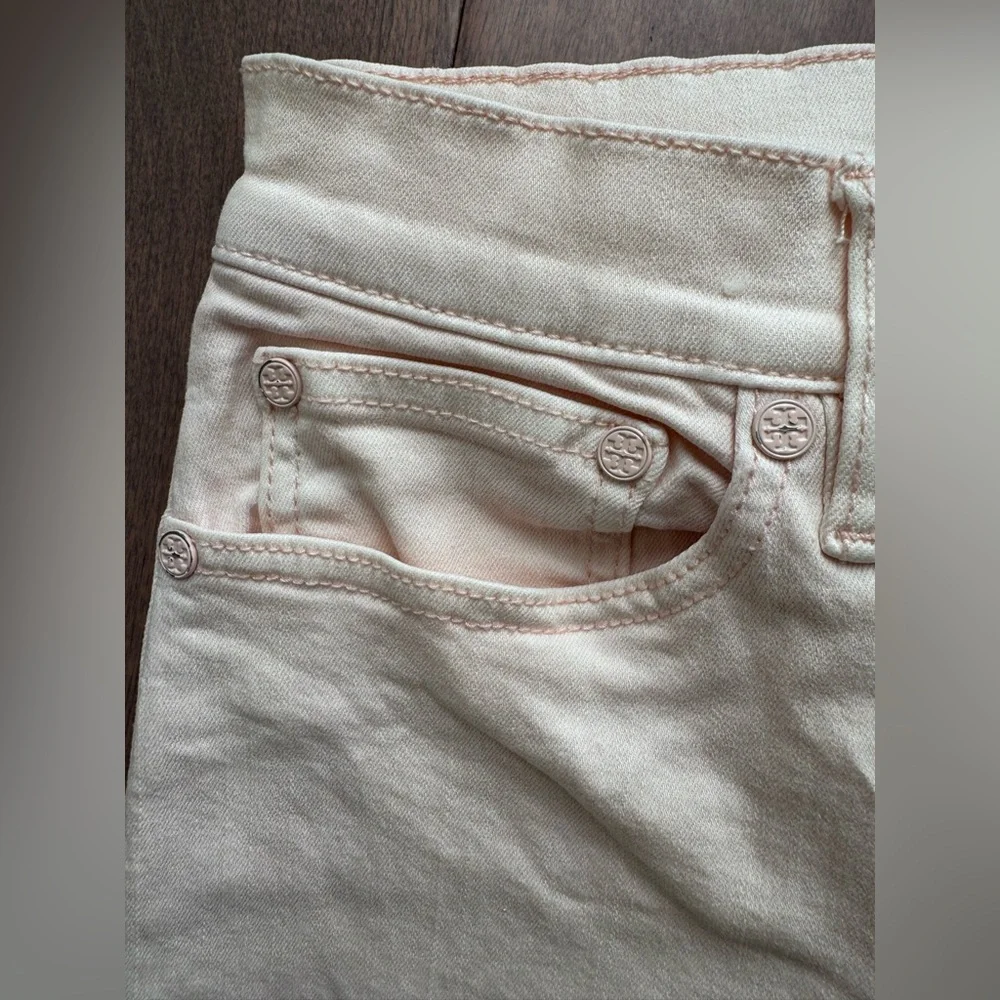 Tory Burch Mara Cropped Stretchy Jeans-Ballet Pink